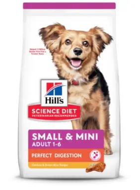 HILL'S ADULT DOG PERFECT DIGESTION 完美消化系列  1 - 6歲成犬配方 (細粒)  雞肉、糙米及全燕麥配方 3.5lbs