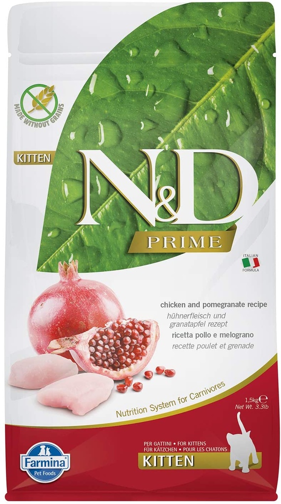 N&D Kitten Chicken & Pomegranate 幼貓專用 天然無殼物系列 - 雞及石榴味  1.5kg