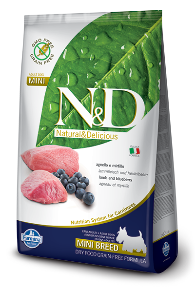 N&D Dog Lamb & Blueberry Adult Mini 成犬(小型犬)專用 天然無殼物系列 羊及藍梅味 2.5kg