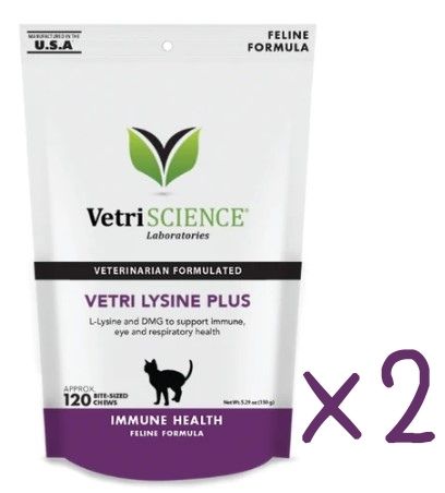 (孖裝優惠) VetriScience Vetri Lysine Plus 貓用免疫系統營養補充小食 120粒裝