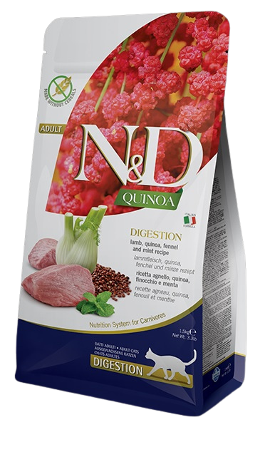 N&D Quinoa Cat Digestion Lamb Adult 成貓專用 天然無殼物系列 腸胃道管理配方 藜麥及羊肉 1.5kg