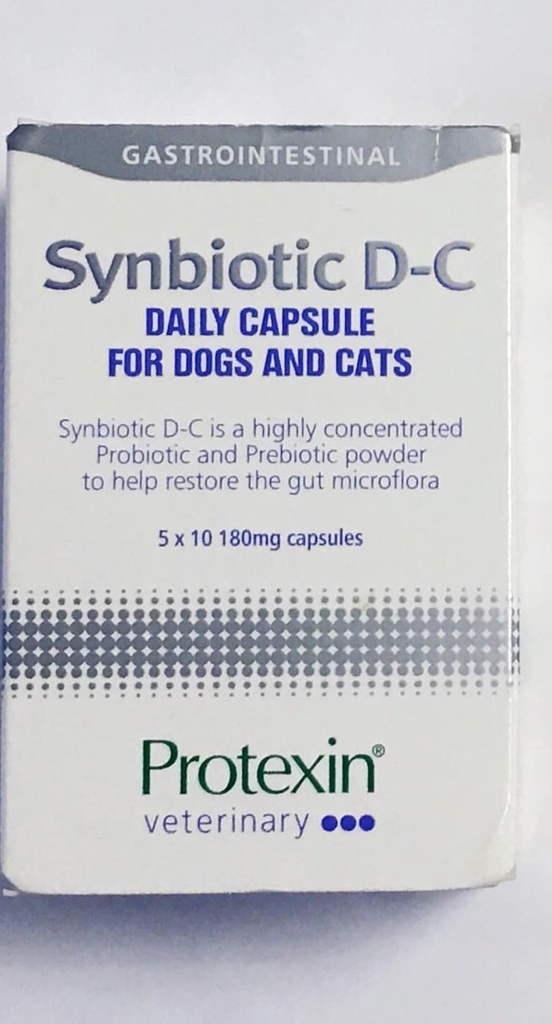 Protexin Synbiotic D-C  Daily Capsule For Dogs and Cats 180mg 50 Pcs