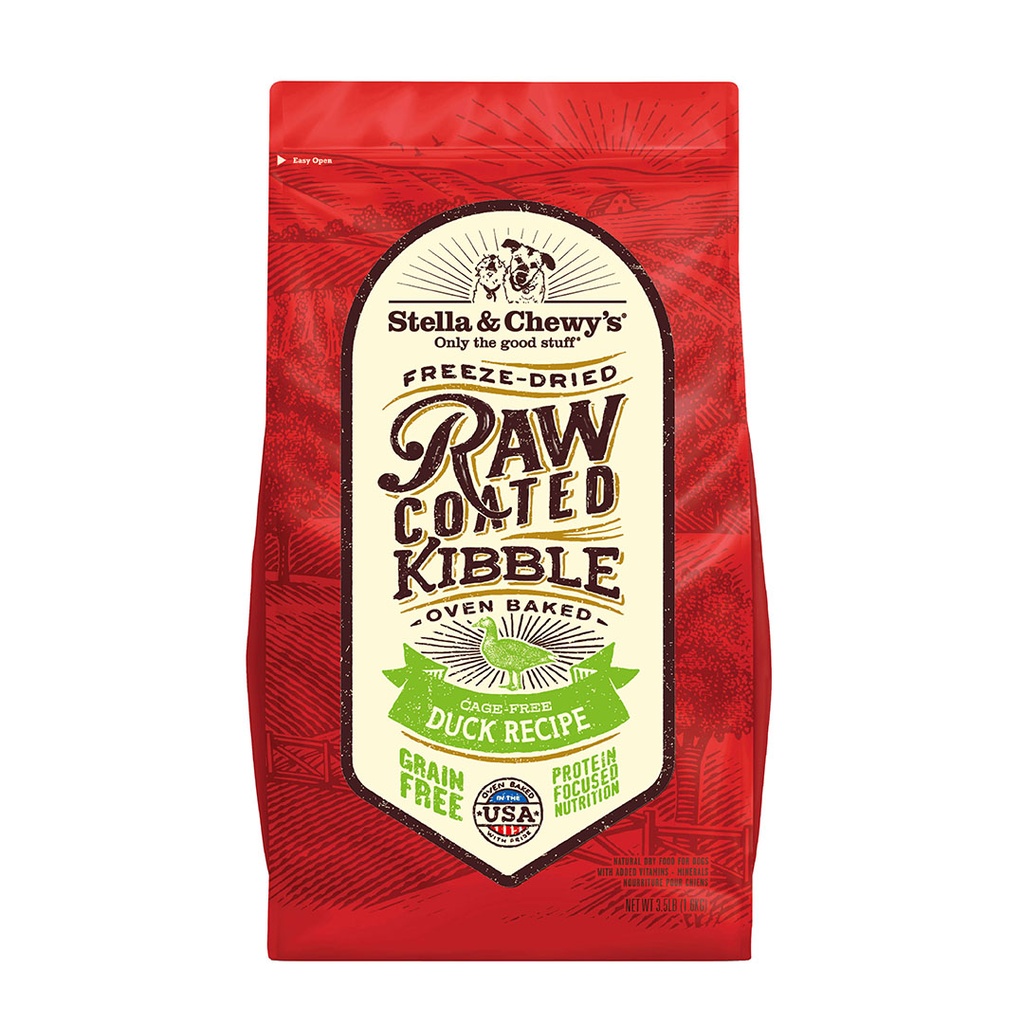 Stella & Chewy's Raw Coated Baked Kibble Dogs(Cage-Free Duck) 3.5lbs