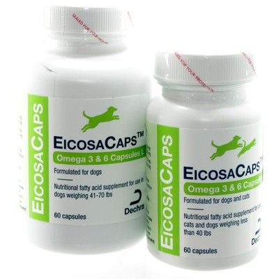 Dechra EicosaCaps Omega 3 & 6 Fish Oil Nutritional (Cats and dogs <40 pounds edible) Capsules 60 capsules per box