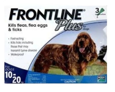 FRONTLINE Plus 中型狗用殺蚤除牛蜱藥滴劑  (10-20kg) （ 1.34ml x 3支 )