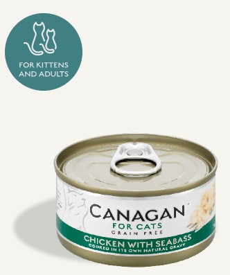 CANAGAN 原之選 無穀物 雞肉及鱸魚味 貓主食罐 75g