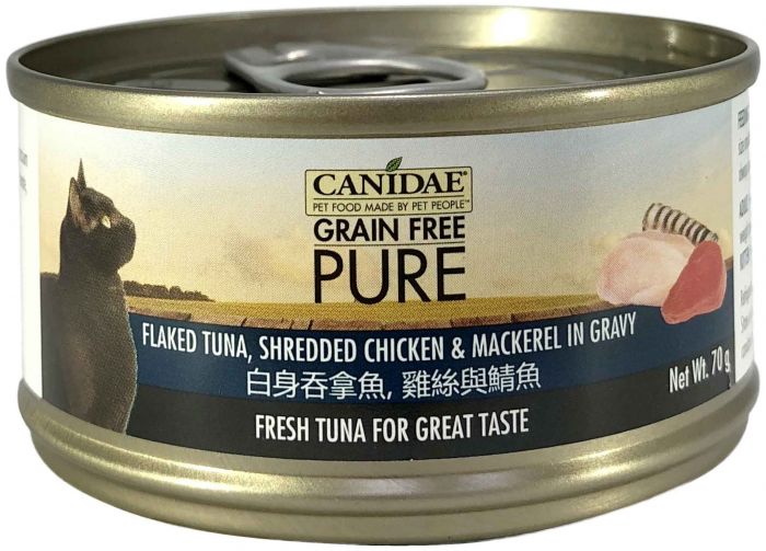 CANIDAE® PURE -  Flaked Tuna & Shredded Chicken & Mackerel in Gravy (70g)