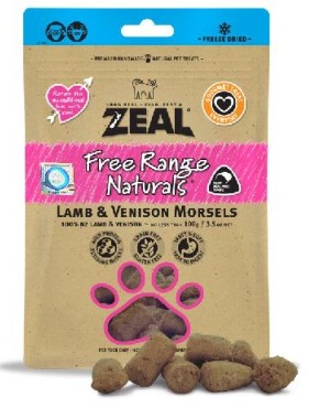 Zeal Freeze Dried Lamb & Venison Morsels for cats & dogs 100g (Made in New Zealand)