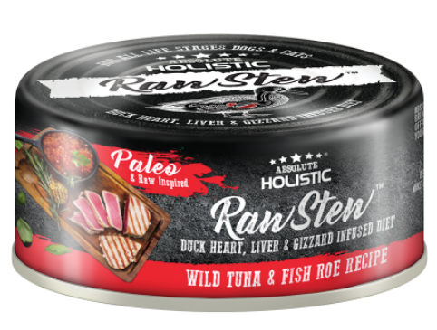 Absolute Holistic - 高級純天然無穀物 吞拿魚+飛魚子+鴨 貓犬主食罐頭 80g