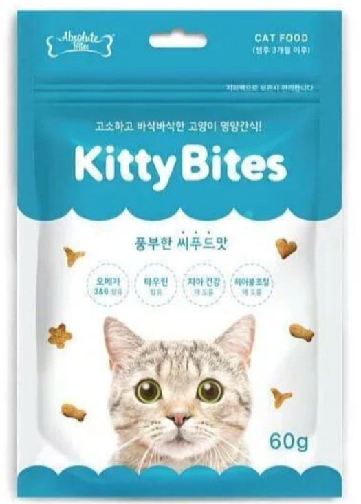 Absolute Bites - Kitty Bites Hairball Control Dental Cat Treats (Seafood Flavor) 60g