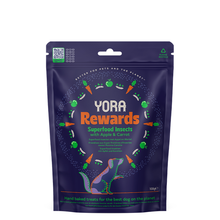 YORA - Rewards Delicious Biscuit Dog Treats (Nutritious Insects with Oats, Carrot & Apple) 100g
