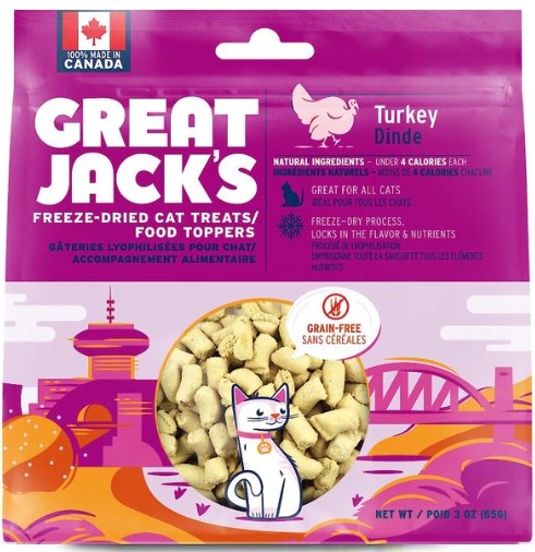GREAT JACK'S - 無穀物 凍乾火雞肉粒 貓貓小食3oz  