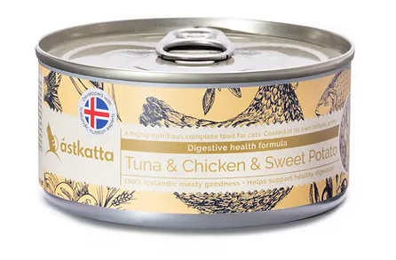 ASTKATTA - 白鏗吞拿、雞肉、甜薯腸道護理主食貓貓罐頭 80g