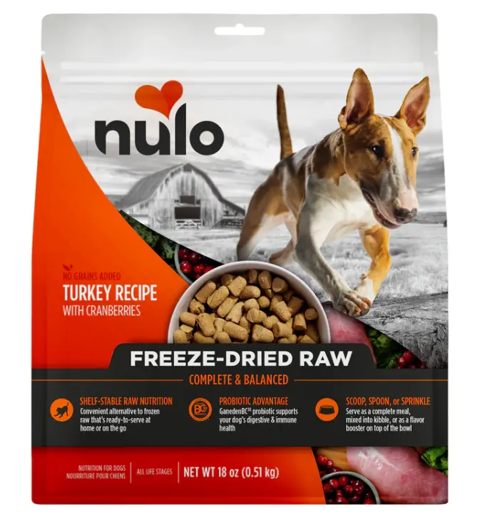 Nulo Freestyle Grain-Free Freeze-Dried Raw Turkey with Cranberries Recipe Dog Food 18oz