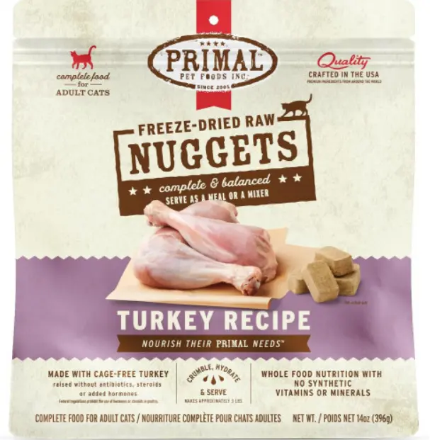 Primal Freeze Dried Cat Food - Turkey Recipe 14oz 