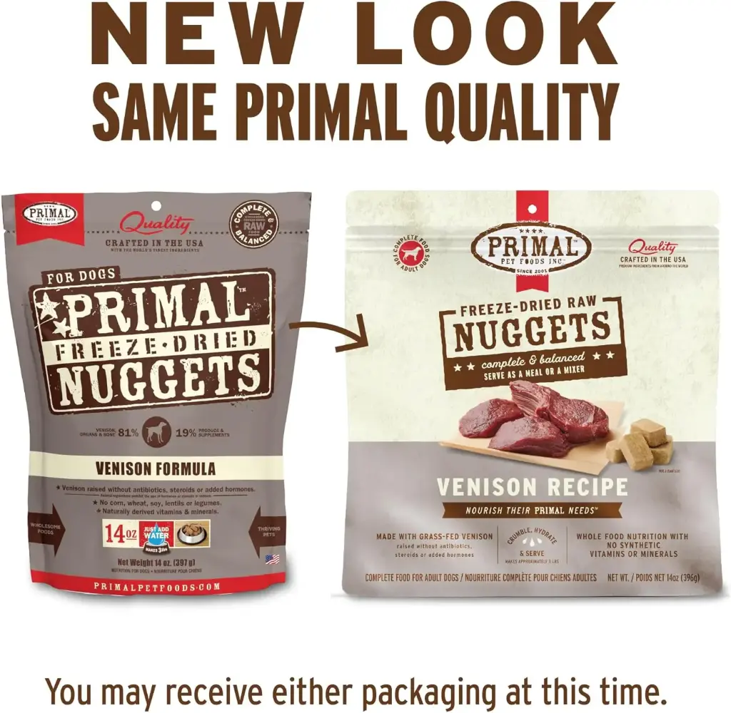 Primal Freeze Dried Dog Food- Venison Repice 14oz