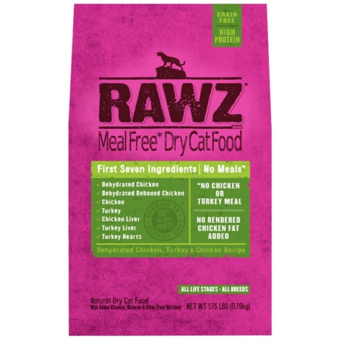 Rawz Dry Cat Food - Dehydrated Chicken, Turkey & Chicken Recipe 3.5LB