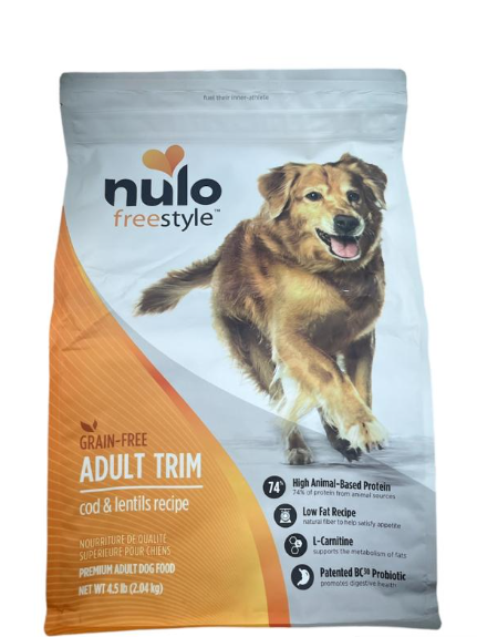 Nulo freestyle high-protein kibble trim cod & lentils recipe for Adult Dogs 4.5lb