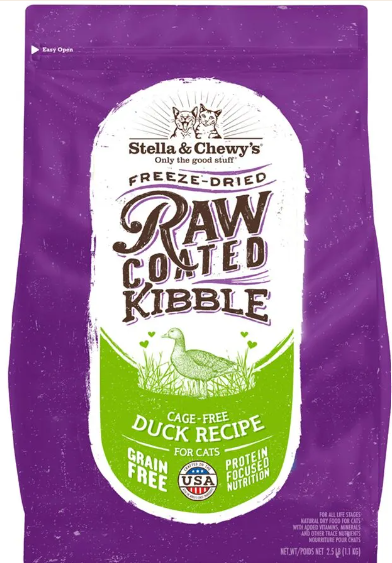 Stella & Chewy's Freeze-Dried Raw Coated Kibble Duck Flavored Cage Free Dry Cat Food 5lb