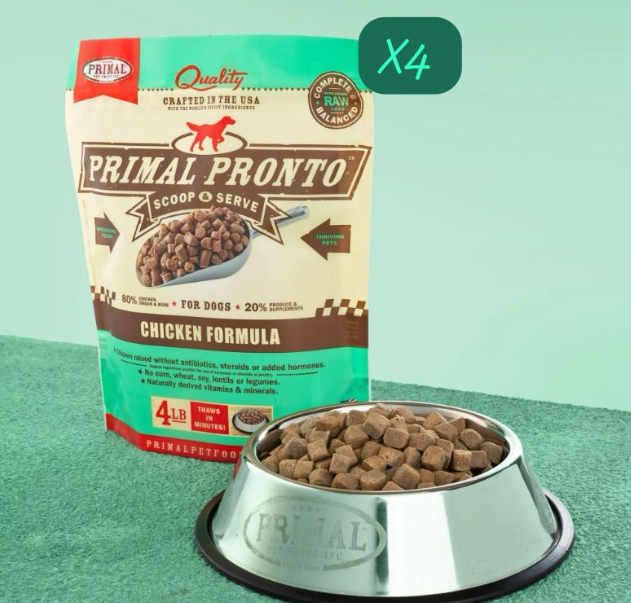PRIMAL Pronto Frozen Meat Dog Food Chicken Formula 4lbx4