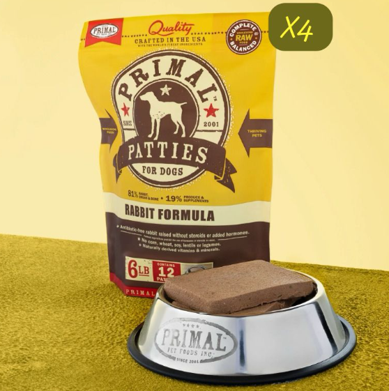 PRIMAL Patties 急凍肉餅狗糧 兔肉配方 6lbX4