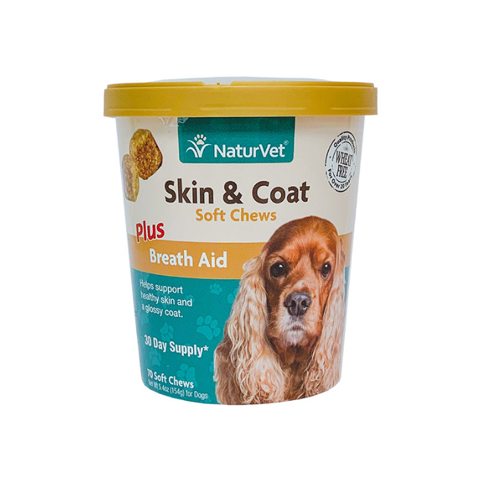NaturVet Skin & Coat Plus Breath Aid Soft Chews 5.4oz