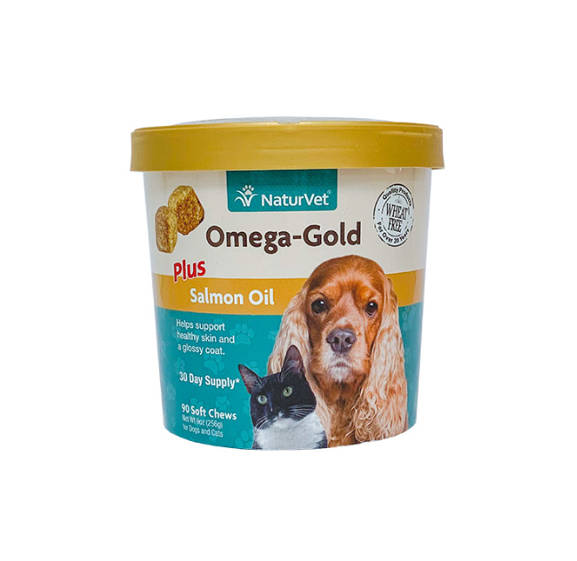 NaturVet Omega Gold Salmon Oil Soft Chews Cup for Cats & Dogs 9oz