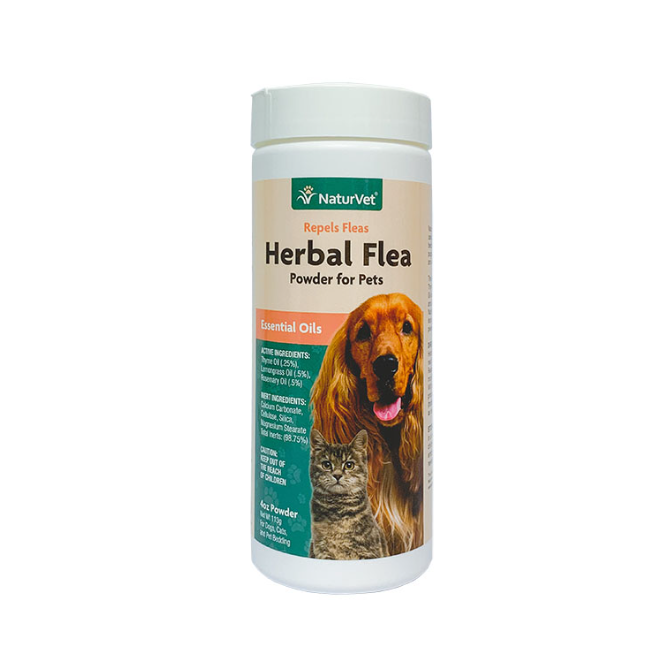 NaturVet Herbal Flea Powder For Dog and Cat 4oz