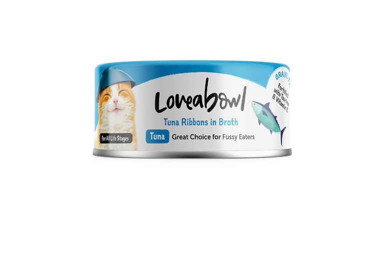 Loveabowl Grain-Free Tuna Ribbons in Broth & Tuna Recipe Cat Can 70g