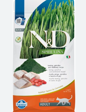 Farmina N&D Spirulina &Herring Dry Food for Adult Cat 1.5kg