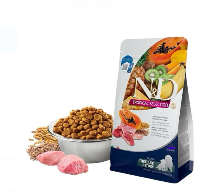 Farmina N&D Tropical系列 羔羊肉、斯佩爾特小麥、燕麥和熱帶水果配方 幼犬(大粒)乾糧10kg