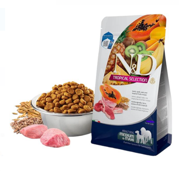 Farmina N&D Tropical 系列 - 羊肉、斯佩爾特小麥、燕麥和熱帶水果配方 成犬(大粒)乾糧 10kg