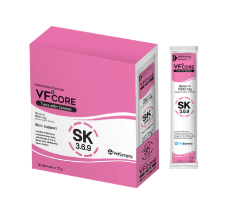 VF+Core Skin Support (Omega 3,6,9) Tuna & Salmon Flavor Lickable Treats for Cats 12g x 30 (SK) 