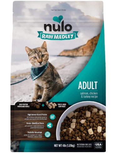 Nulo Raw Medley三文魚、雞肉和火雞肉配方 成貓糧 10lb