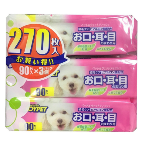 Joypet 寵物用濕紙巾(清潔眼耳口) 90張x3包