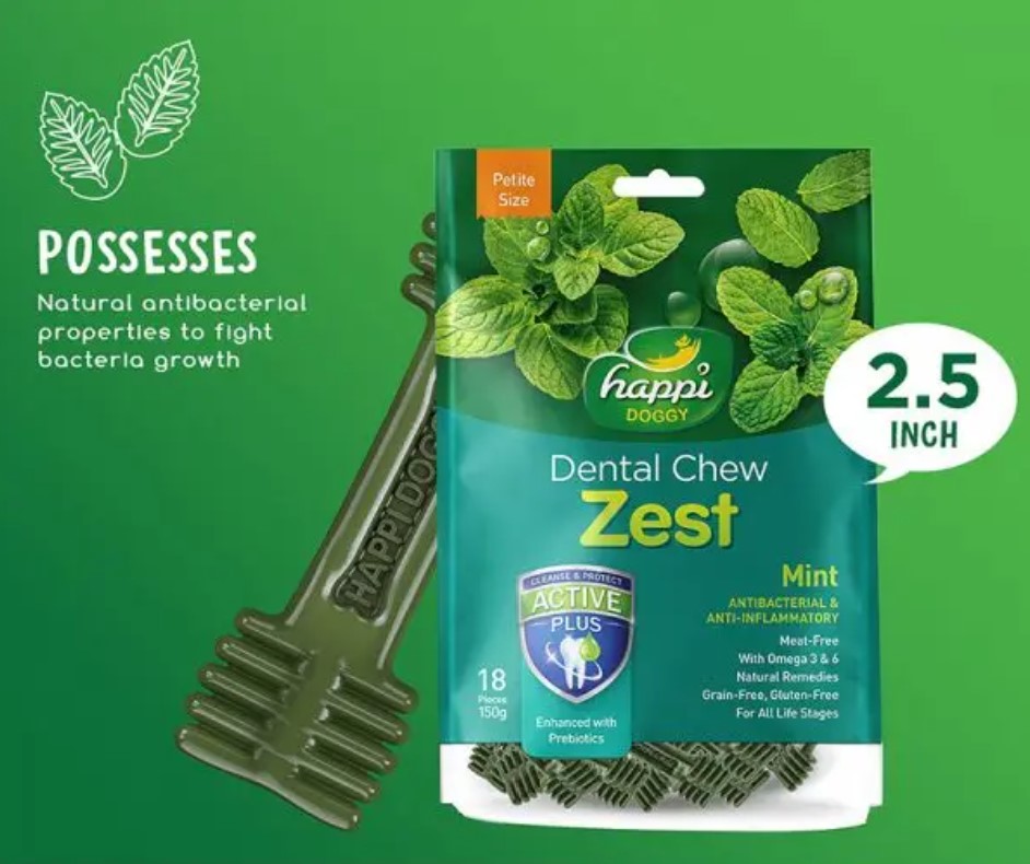 Happi Doggy 薄荷味 狗狗潔齒棒 狗狗小食 狗狗零食 150g (2.5" x18件)