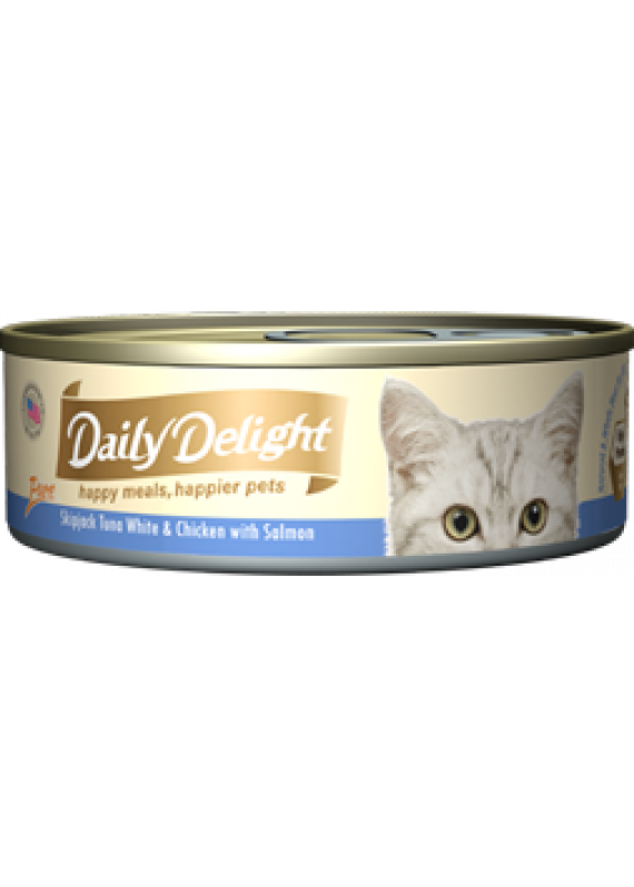 Daily Delight Skipjack Tuna White & Chicken With Salmon Canned Cat Food 80g #DD43