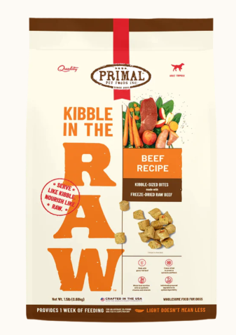 Primal Kibble in the Raw Beef Recipe For Dogs 1.5lb