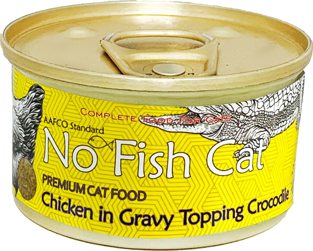 No Fish Cat Chicken in Gravy Topping Crocodile Canned Cat Food 無穀物 益氣補腎鱷魚肉雞絲 貓罐頭 85g