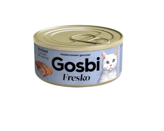 Gosbi Fresko Grain Free Sterilized Tuna Loin With Shrimp Recipe Canned Cat Food 70g