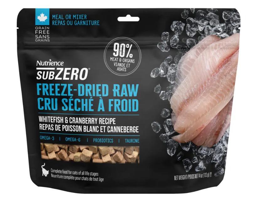 Nutrience SubZero 全天然凍乾白魚和蔓越莓 全貓糧 113g #C2588