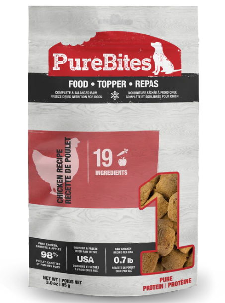 PureBites Freeze Dried Chicken Dog Food 85g