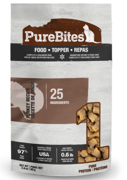 PureBites Freeze Dried Turkey Recipe Cat Food 80g