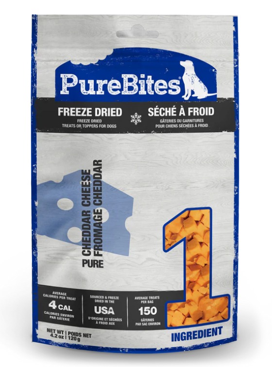 PureBites Freeze Dried Cheddar Cheese Dog Treats 120g