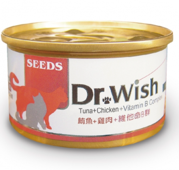 SEEDS Dr. Wish 愛貓營養(增強免疫力)食 (泥狀) 鮪魚+雞肉+維他命B群 副食罐 貓糧85g