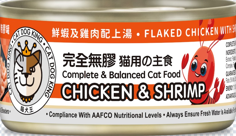 貓犬王 鮮蝦及雞肉配上湯(完全無膠) 主食貓罐頭 貓糧 80g