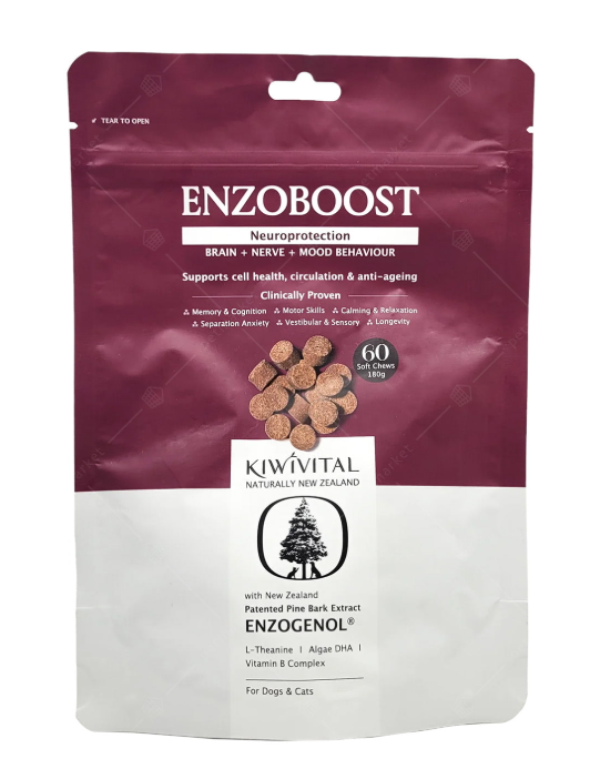 Kiwivital EnzoBoost 松樹醇神經營養補充粒 60粒 (貓犬用)