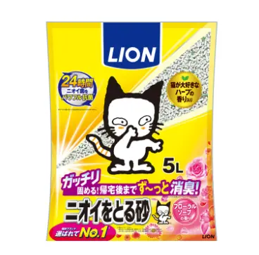 Lion Odor-Absorbing (Floral Soap Scent) Cat Litter 5L 