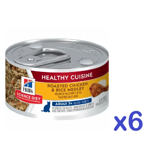 HILL'S Science Diet Feline Adult 7+ Healthy Cuisine Roasted Chicken & Rice Medley Stew Can Cat Food 2.8oz x 6 Cans #10446