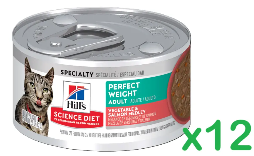 Hill's Science Diet Adult 1-6 Perfect Weight Vegetable & Salmon Medley Cat Food 2.9oz x12Cans